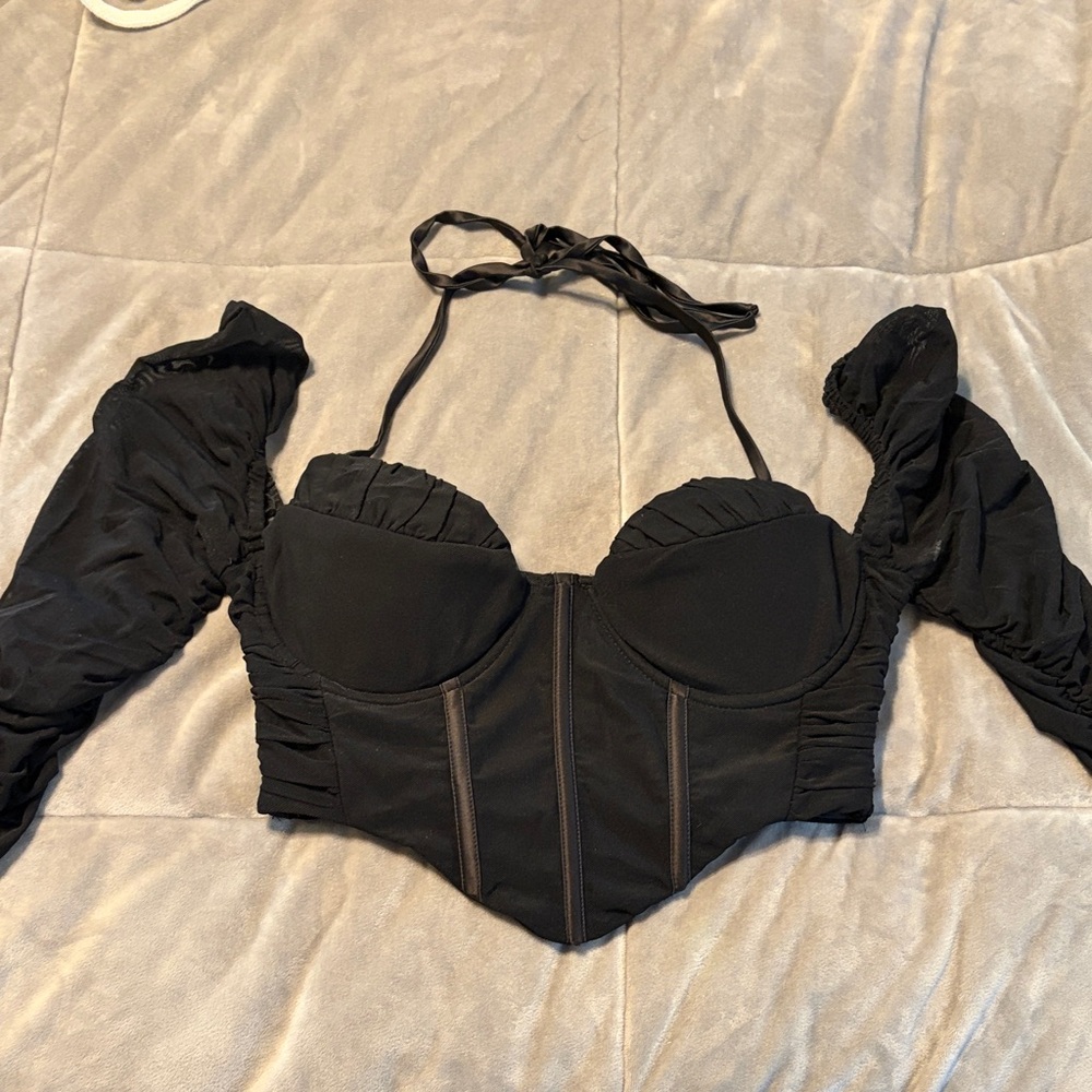Black Bustier Crop Top